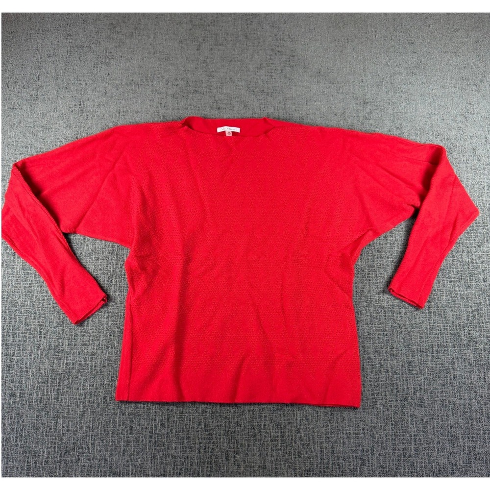 Vila Milano Red Pointelle Knit Dolman Sleeve Boat Neck Sweater Medium